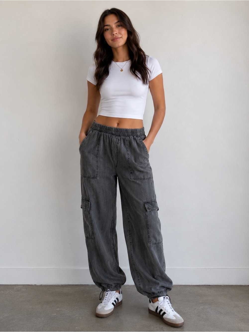 Jane and Delancey Gray Cargo Track Pants
